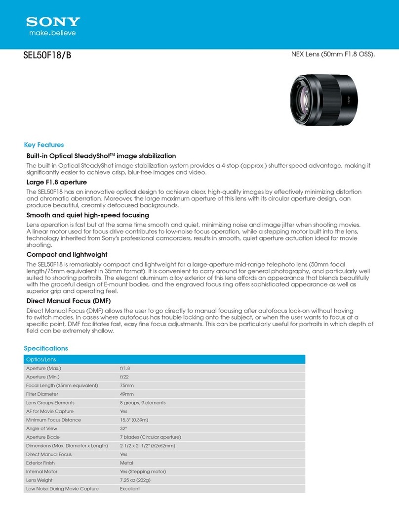 Sony SEL50F18/B Specifications