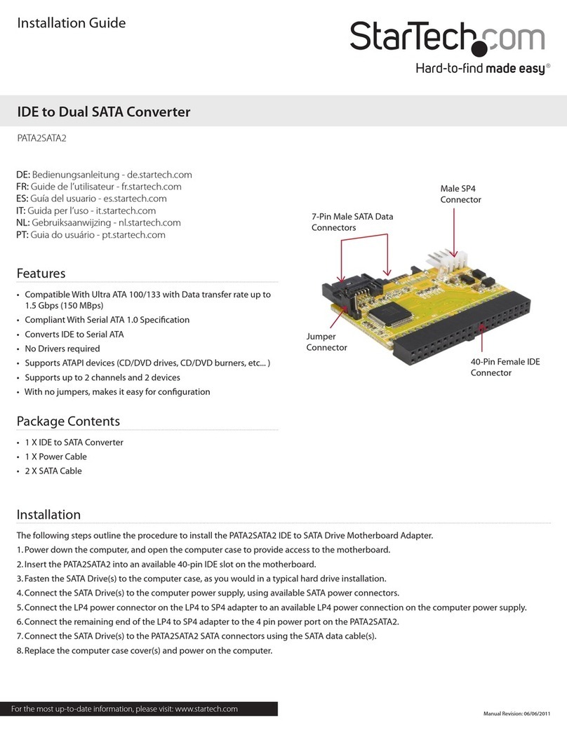 StarTech.com PATA2SATA2 User manual StarTech.com PATA2SATA2 User manual
