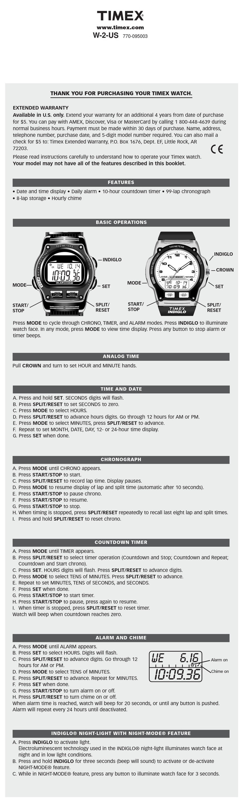 Timex W-2-US manual