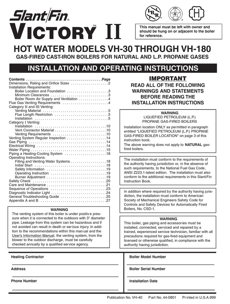 Slant/Fin victory II VH series Installation and operating instructions