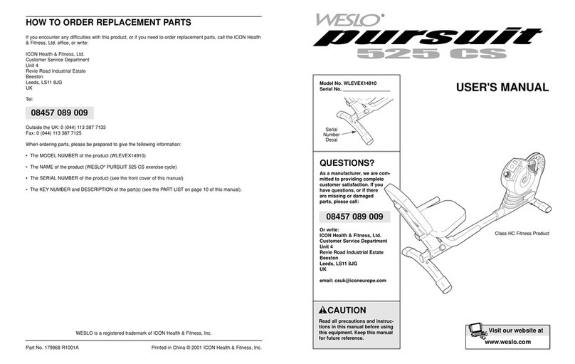 Weslo pursuit 525 CS WLEVEX14910 User manual