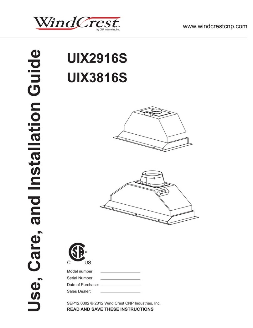 Wind Crest UIX2916S Use, care and installation guide