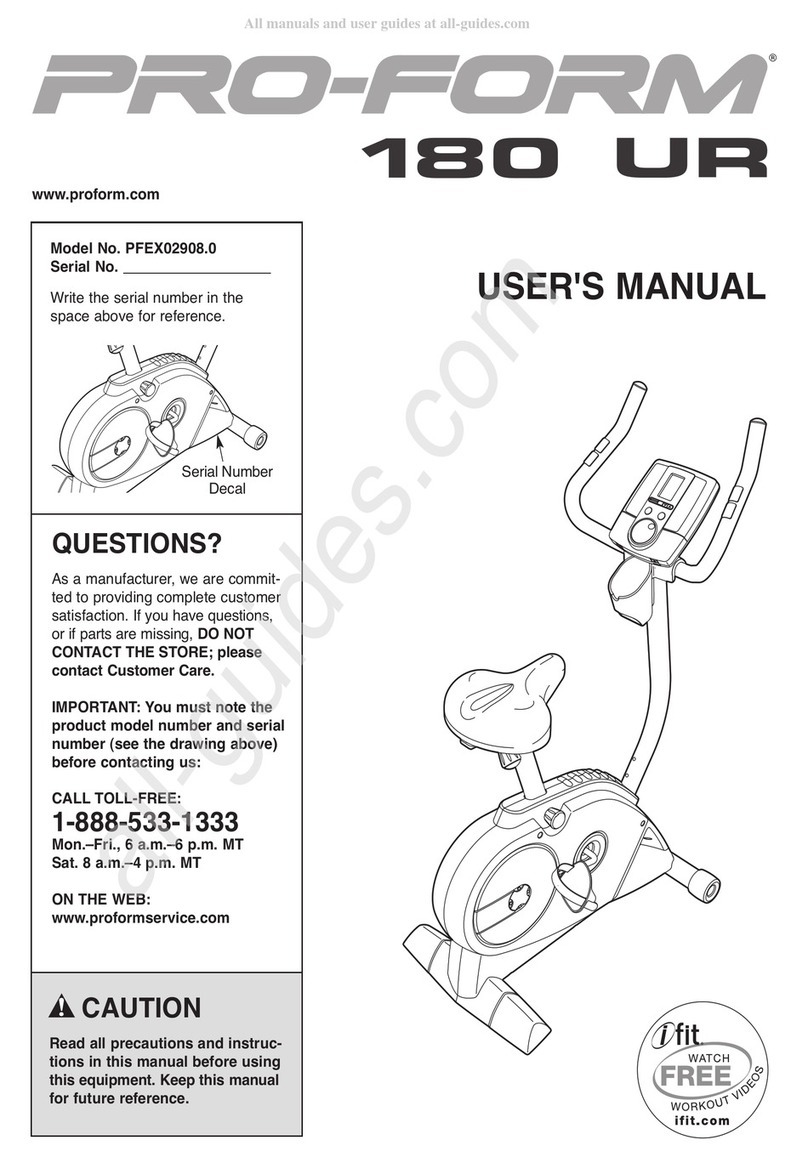 Pro-Form 180 Ur Bike User manual