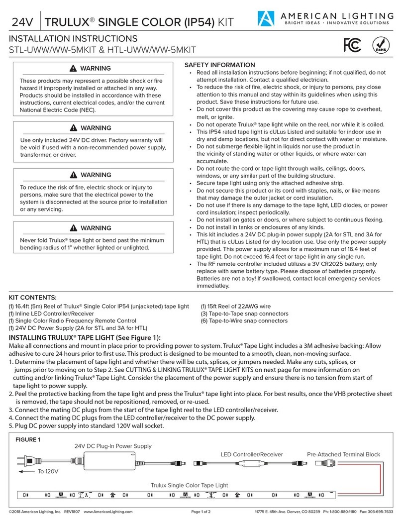 American Lighting TRULUX STL-UWW-5MKIT installation instructions