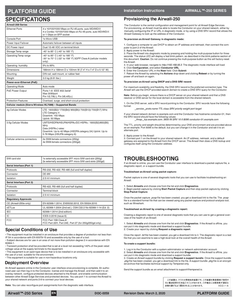 TEMPERED Airwall-250 Series User manual