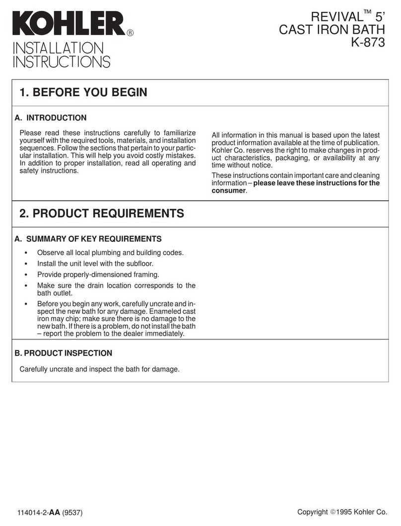Kohler REVIVAL K-873 User manual