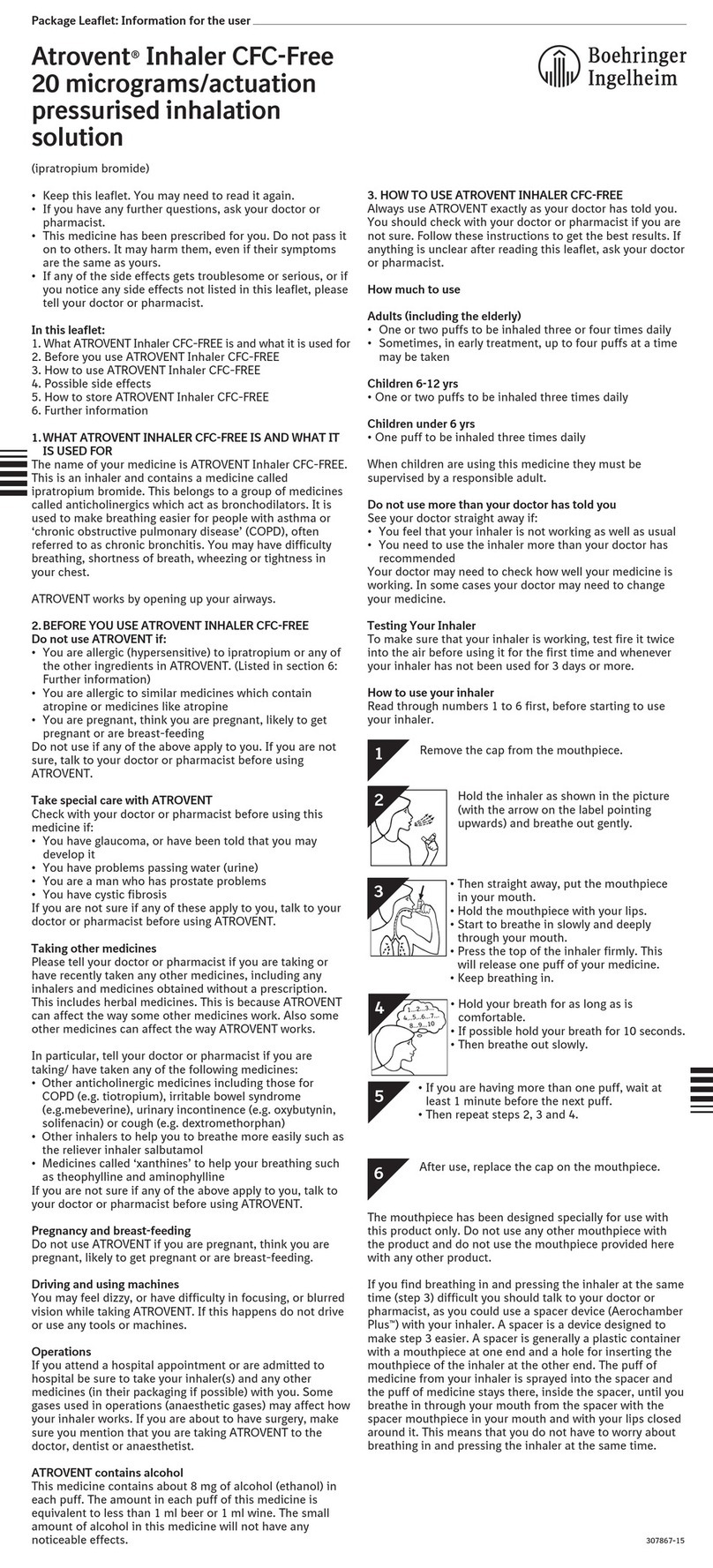 Boehringer Ingelheim Atrovent Important information for the user Boehringer Ingelheim Atrovent Important information for the user