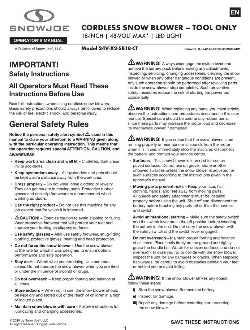 SNOWJOE SUNJOE 24V-X2-SB18-CT Operator's manual