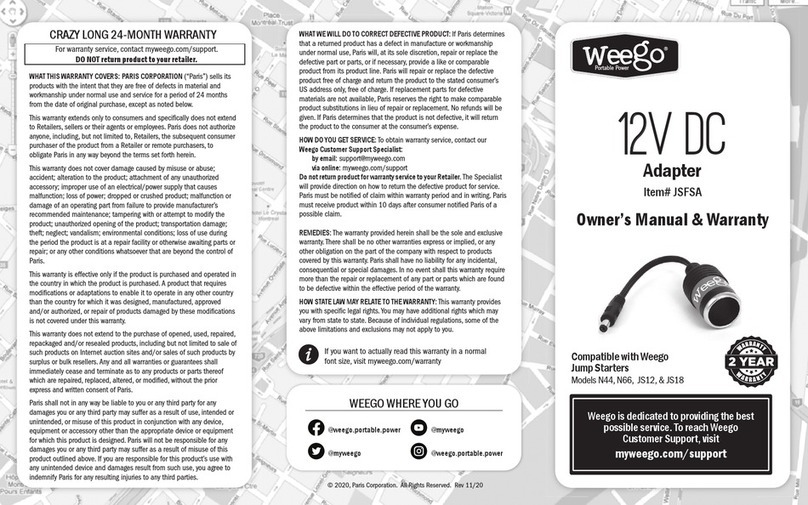 Weego JS12 Owner's manual & warranty