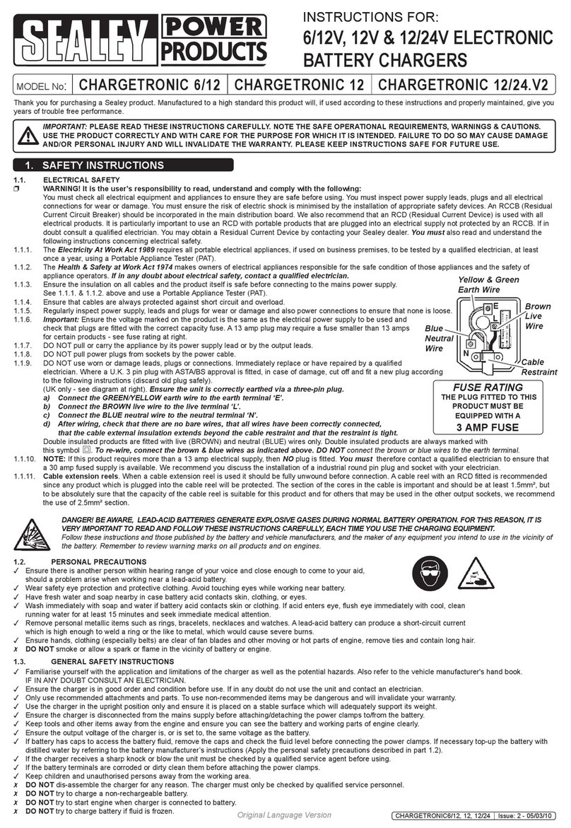 Sealey ChArgEtronic 6/12 instructions Sealey ChArgEtronic 6/12 instructions