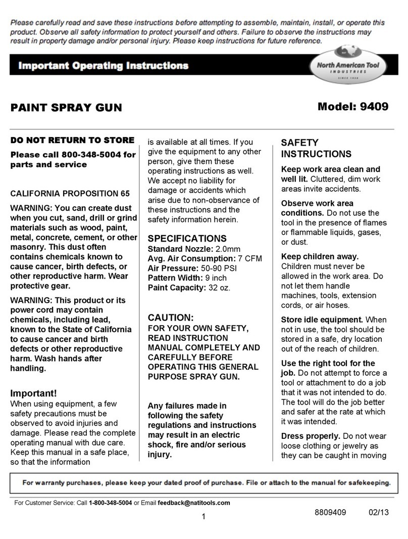 North American Tool Industries 9409 Important operating instructions