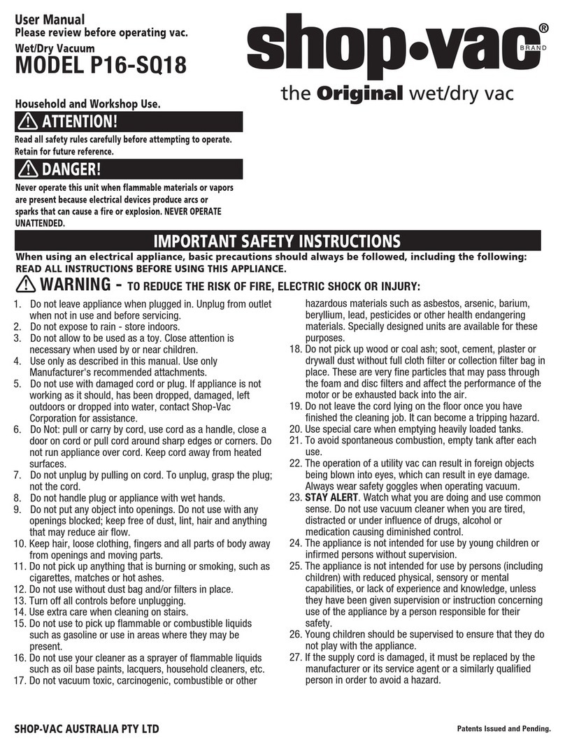 Shop-Vac P16-SQ18 user manual