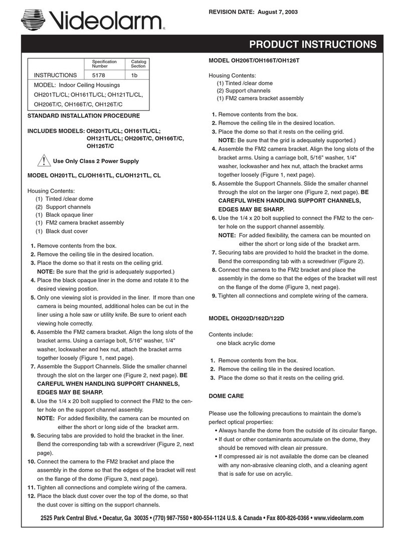Moog Videolarm OH206T Instruction sheet