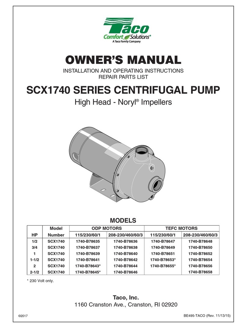 Taco Comfort Solutions SCX1740 Series owner's manual
