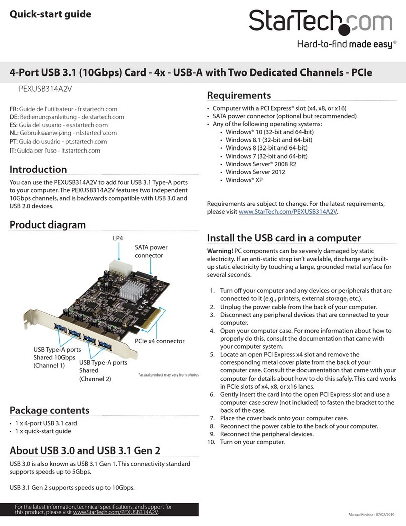 StarTech.com PEXUSB314A2V quick start guide