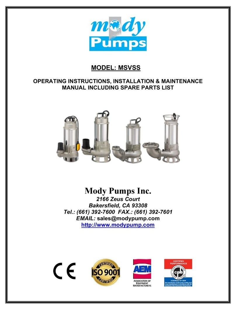 Mody Pumps MSVSS Operating Instructions - Installation Maintenance Mody Pumps MSVSS Operating Instructions - Installation Maintenance