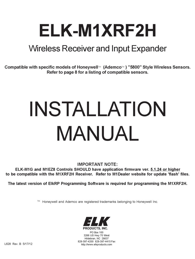 Elk Products ELK-M1XRF2H installation manual