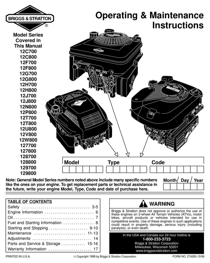 Briggs & Stratton 12C700 Series Installation and operation manual