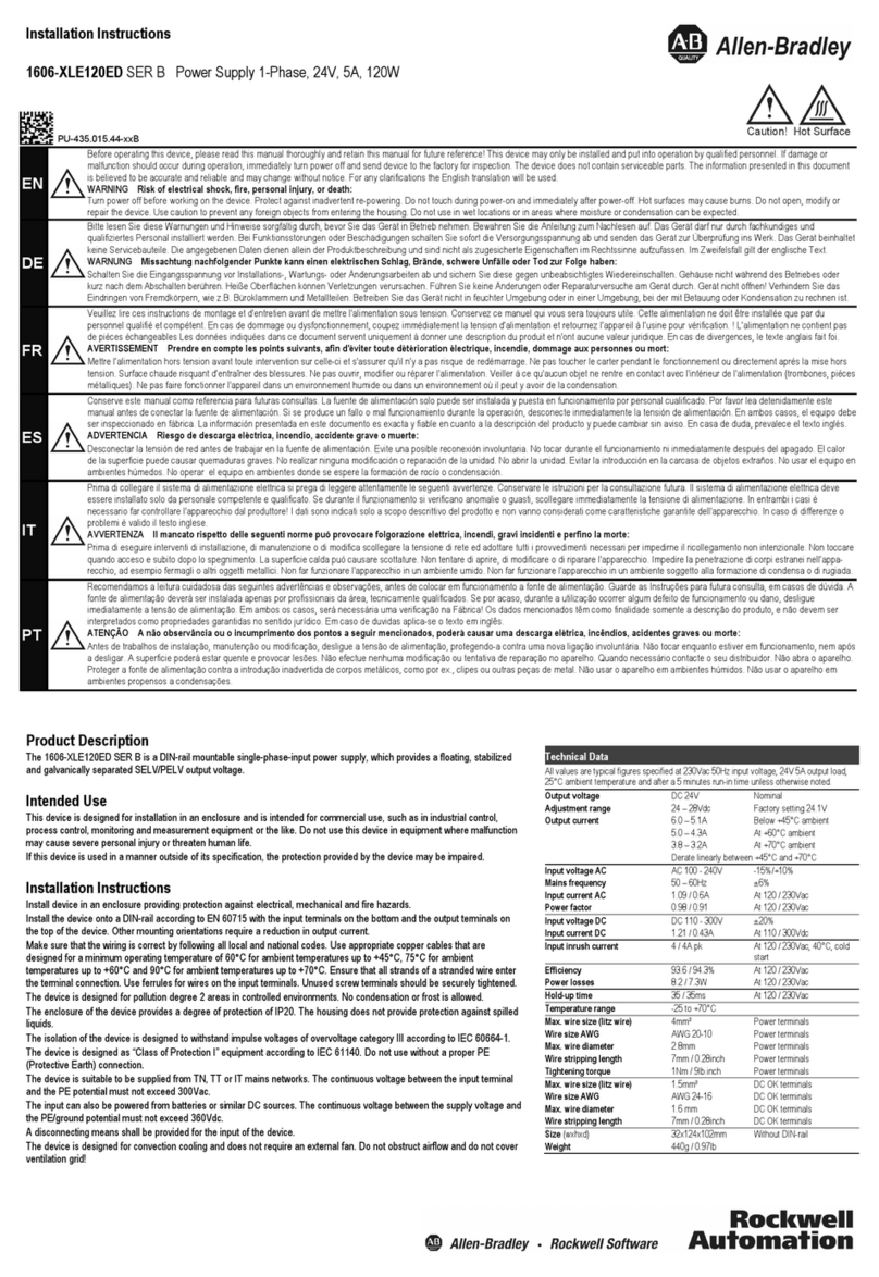Rockwell Automation Allen-Bradley 1606-XLE120ED installation instructions Rockwell Automation Allen-Bradley 1606-XLE120ED installation instructions