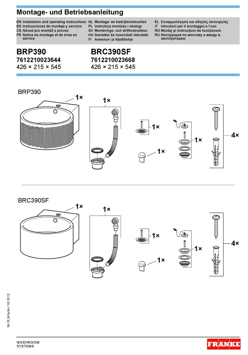 Franke BRP390 Installation and operating instructions