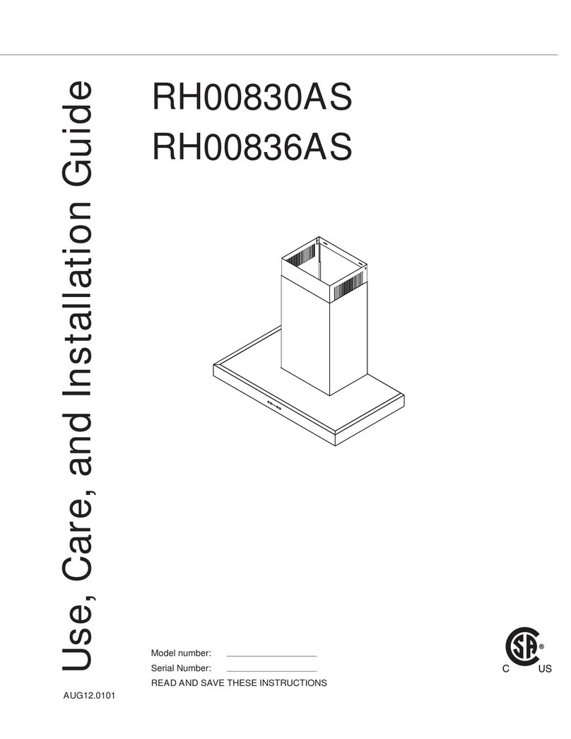 Venting RH00830AS Use, care and installation guide