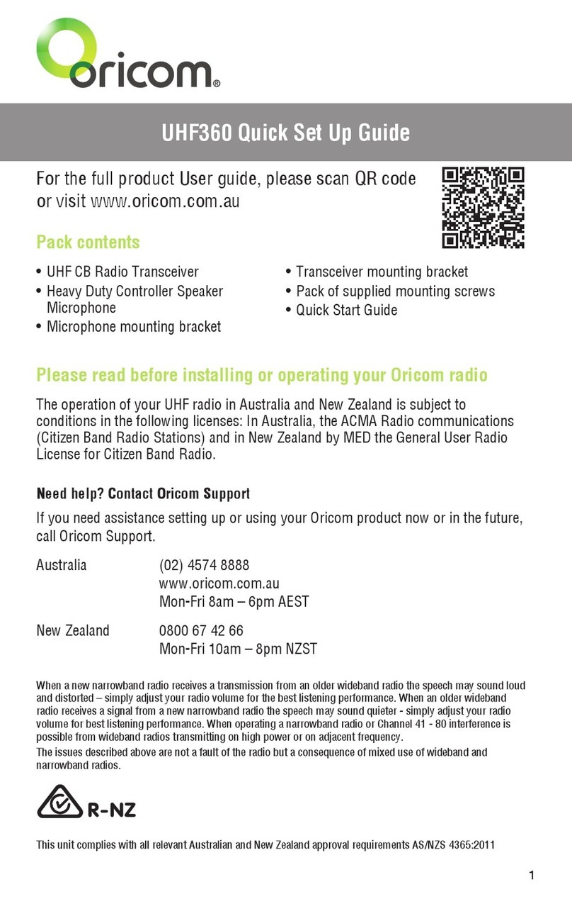 Oricom UHF360 Quick setup guide