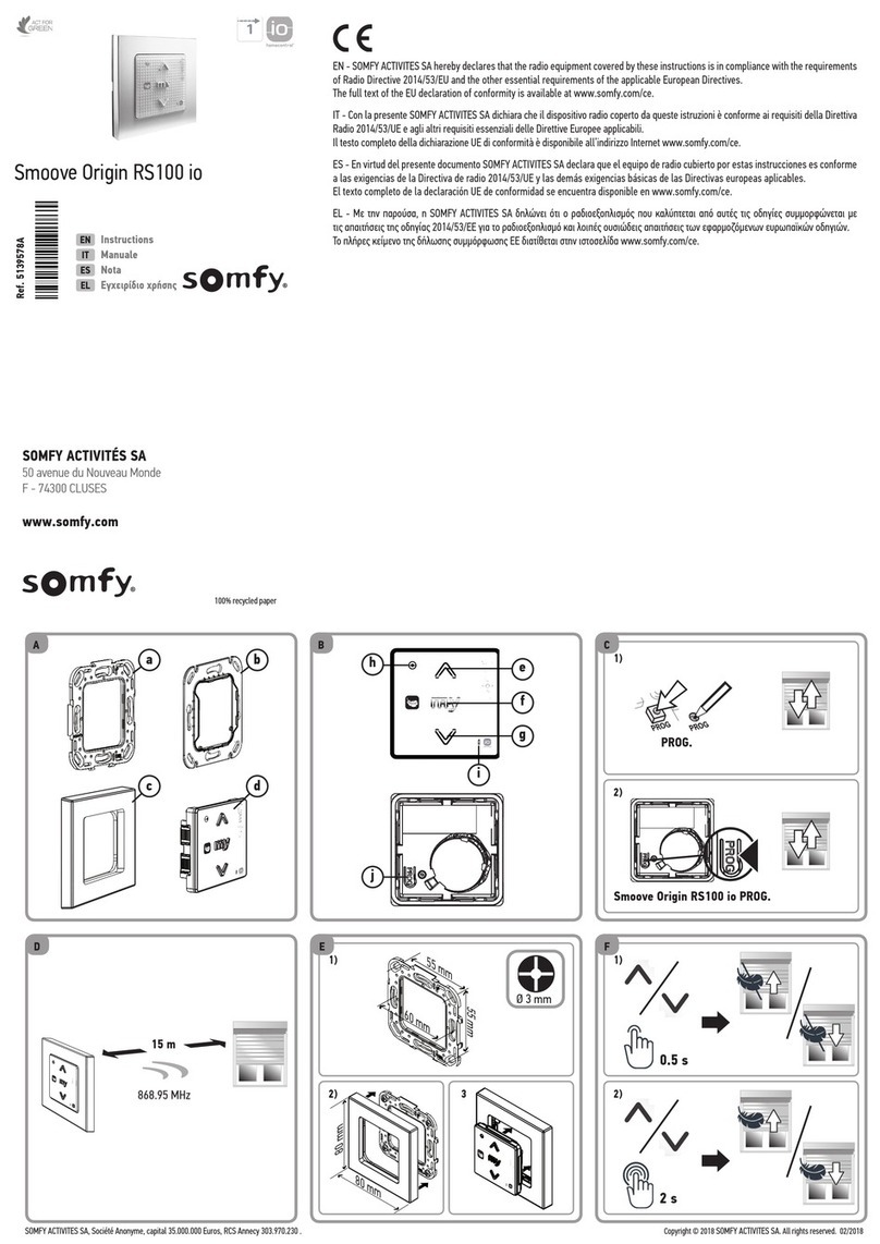 SOMFY Smoove Origin RS100 io instructions