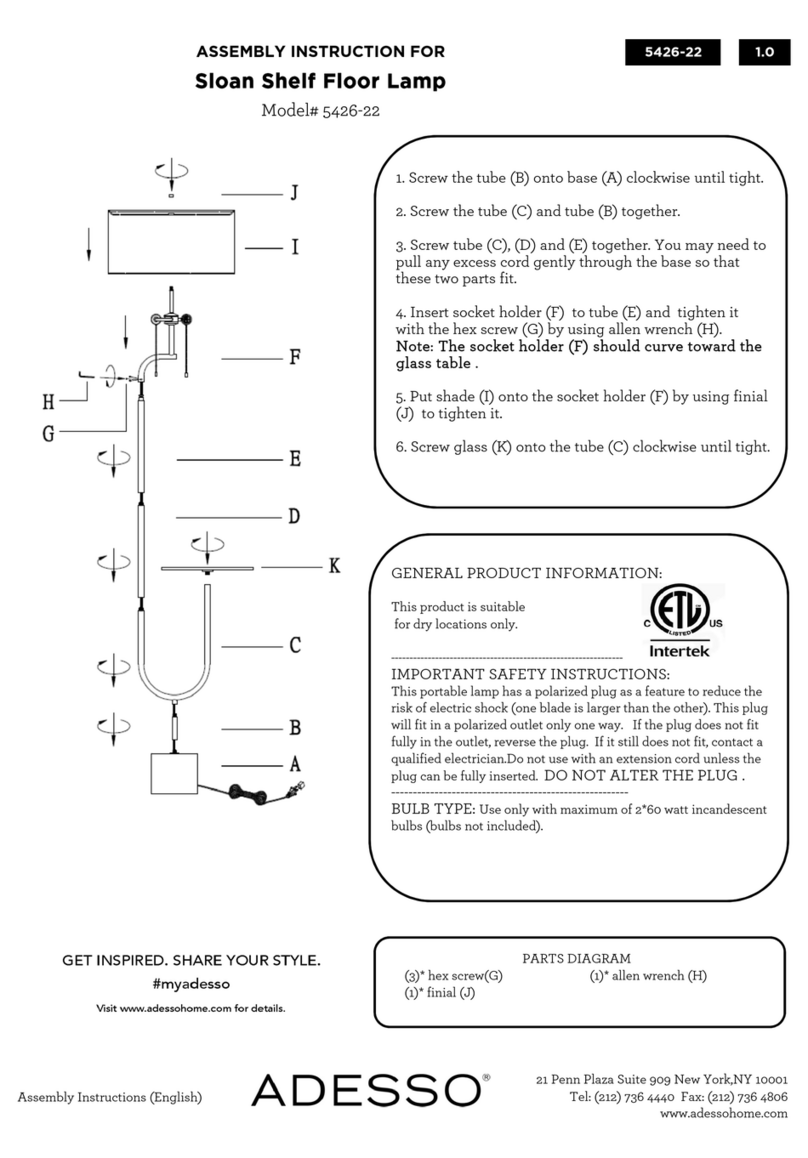 Adesso Sloan Shelf Floor Lamp User manual Adesso Sloan Shelf Floor Lamp User manual
