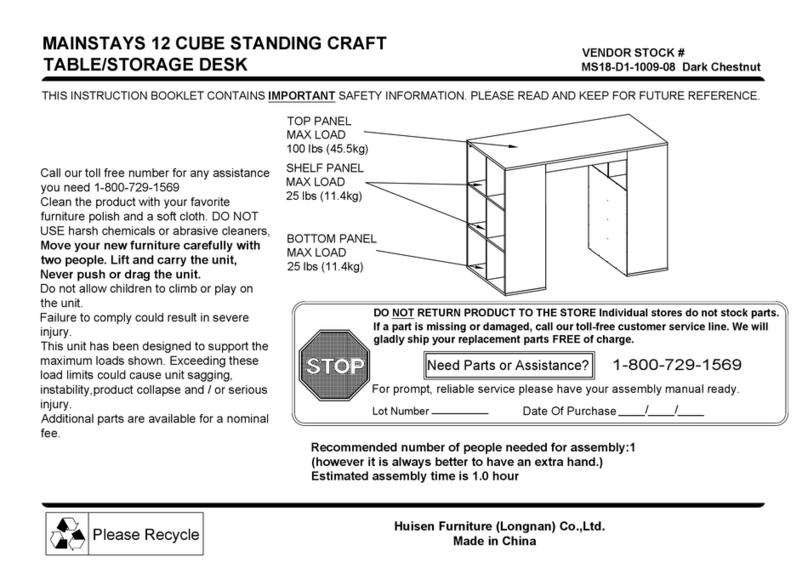 Huisen Furniture MAINSTAYS 12 CUBE STANDING CRAFT manual