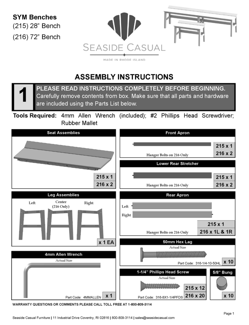 Seaside Casual SYM Benches 215 User manual