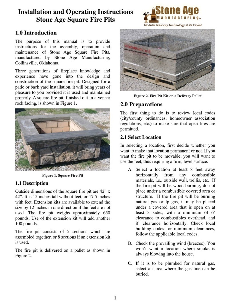 StoneAge Square Fire Pits Installation and operating instructions