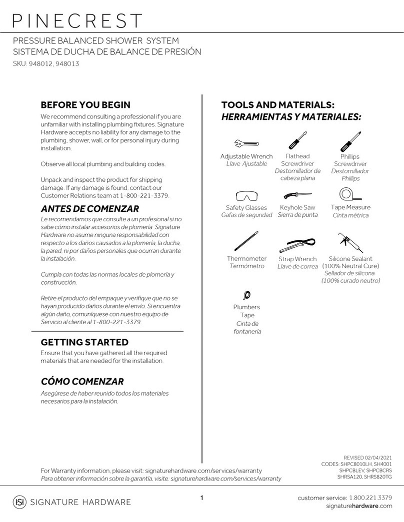 Signature Hardware PINECREST 948012 quick start guide Signature Hardware PINECREST 948012 quick start guide