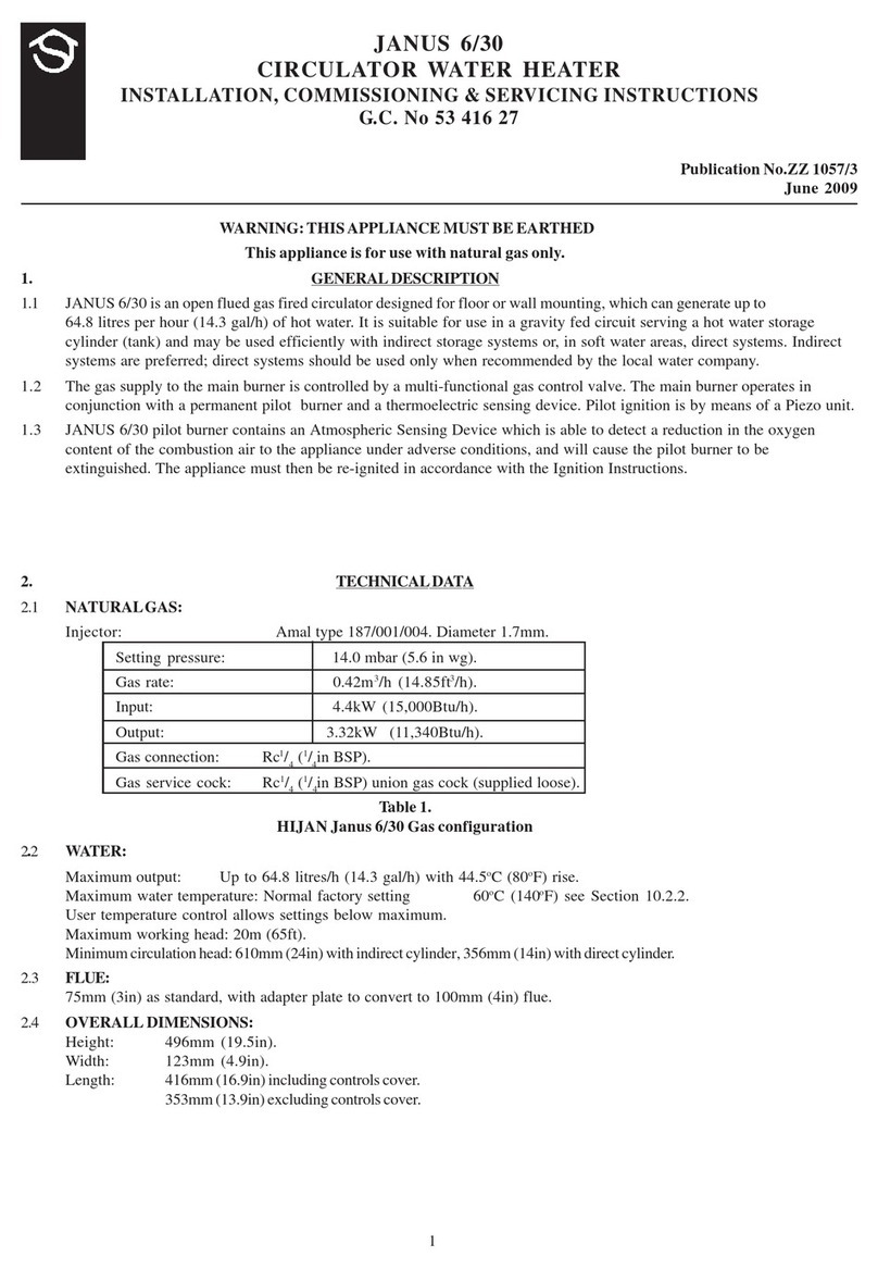 Johnson & Starley JANUS 6/30 Installation, commissioning & servicing instructions Johnson & Starley JANUS 6/30 Installation, commissioning & servicing instructions
