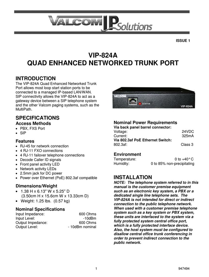 Valcom VIP-824A quick start guide