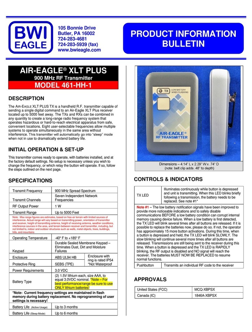 BWI Eagle AIR-EAGLE XLT PLUS 461-HH-1 Product information bulletin BWI Eagle AIR-EAGLE XLT PLUS 461-HH-1 Product information bulletin