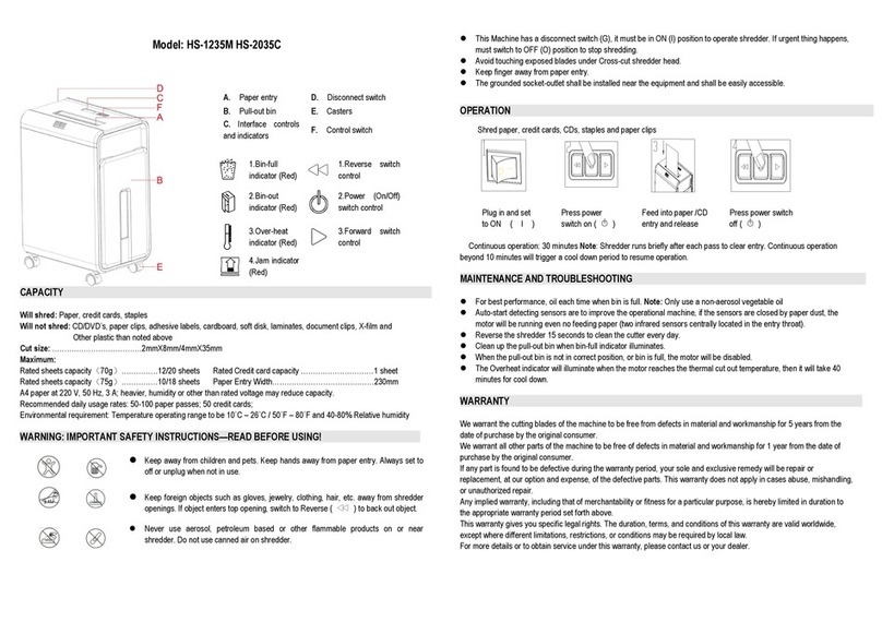 Toolots HS-1235M operating instructions