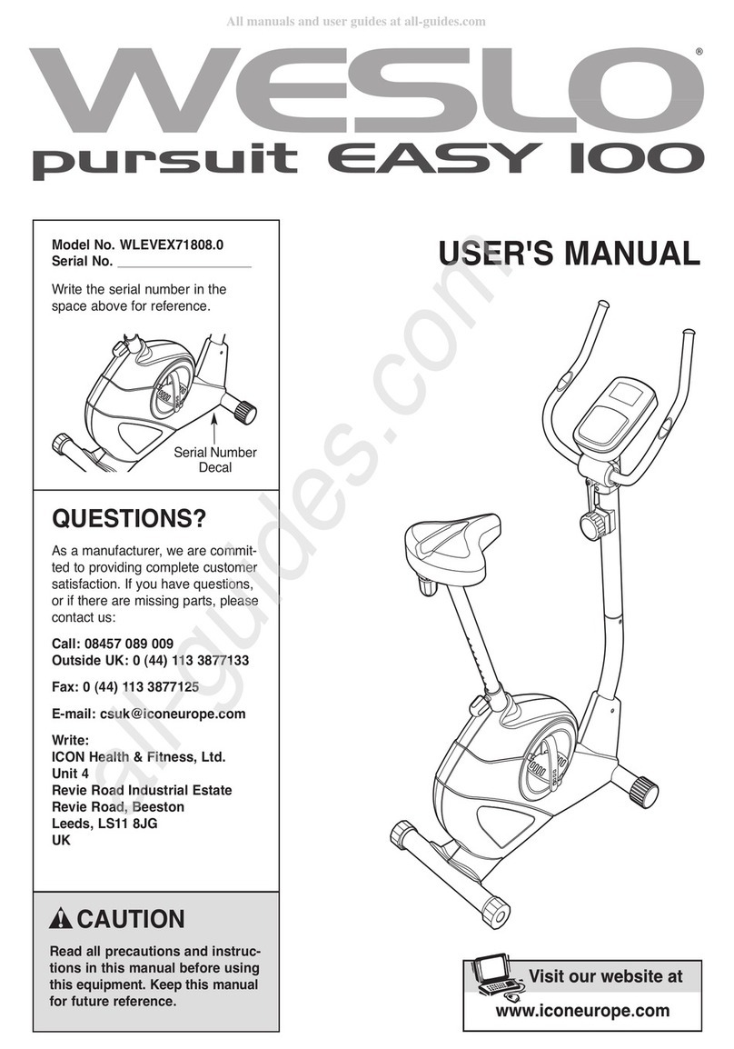 Weslo Pursuit Easy 100 user manual