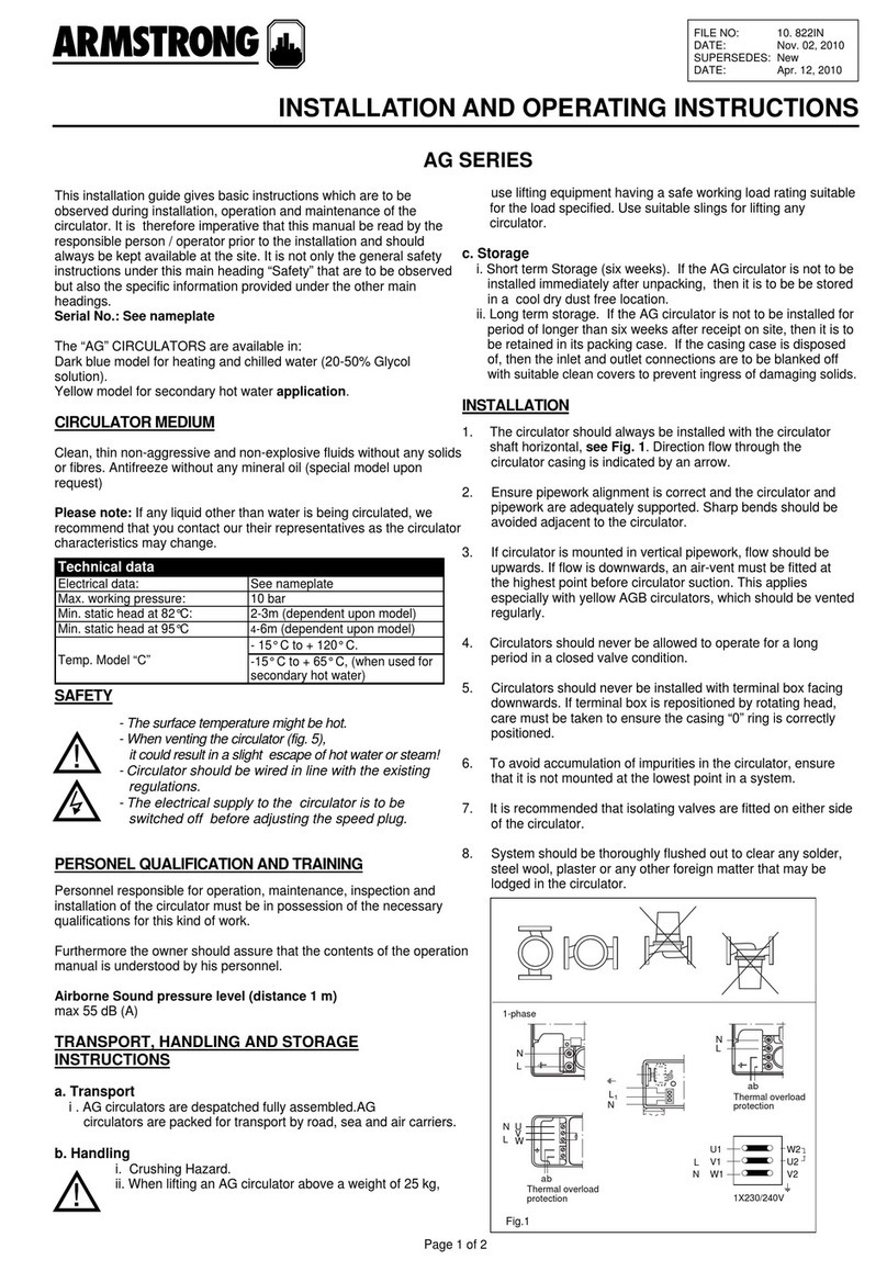 Armstrong AG Series Installation and operating instructions