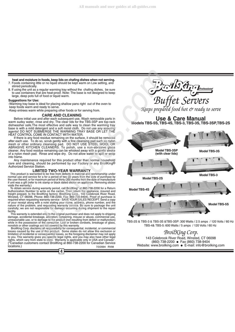 Broil King TBS-5S Use & care manual