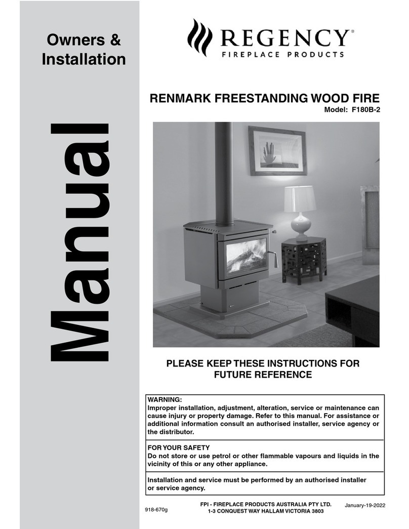 Regency Fireplace Products F180B-2 Quick start guide