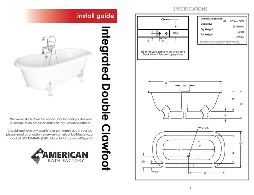 American Bath Factory Integrated Double Clawfoot install guide American Bath Factory Integrated Double Clawfoot install guide