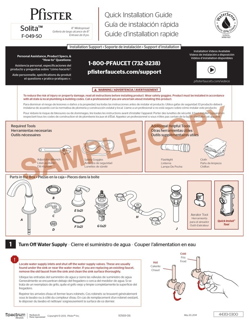 Pfister Solita F-049-SO Quick installation guide