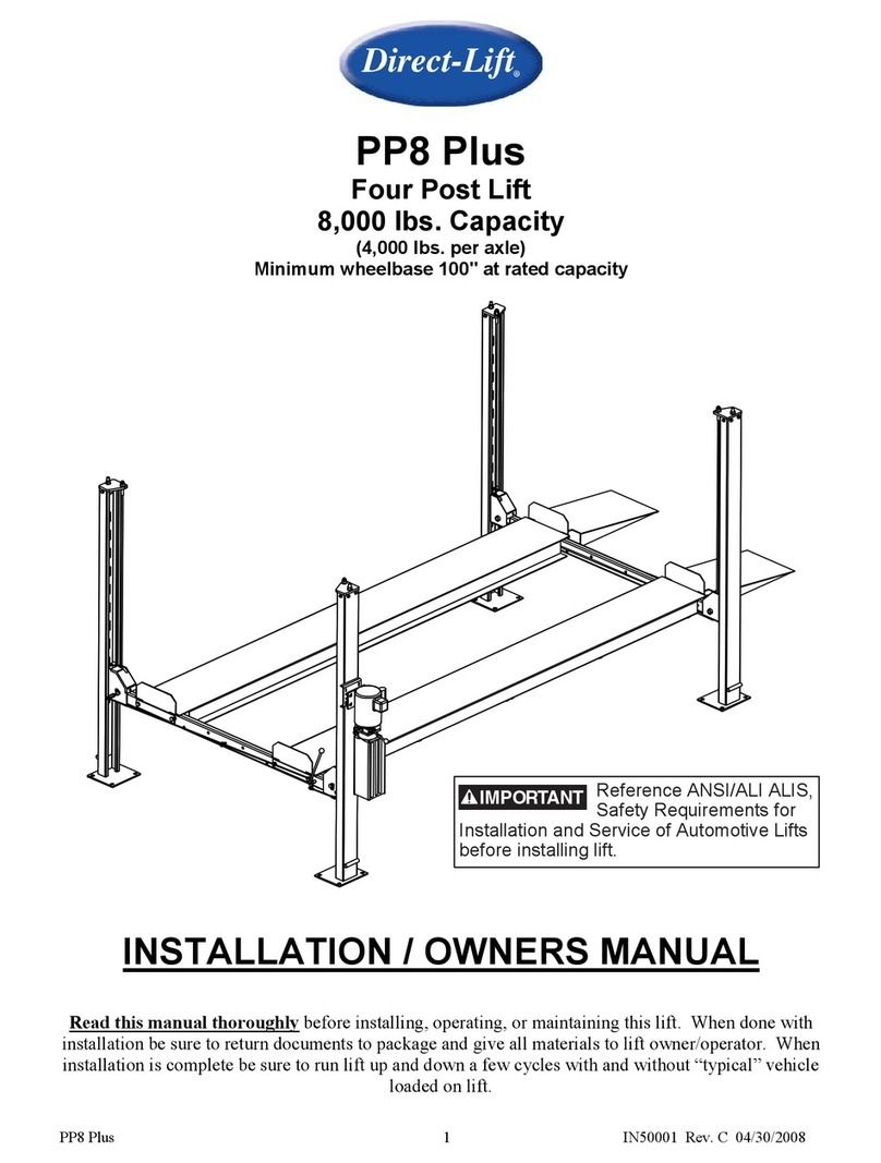 Direct-Lift PP8 Plus Installation & owner's manual