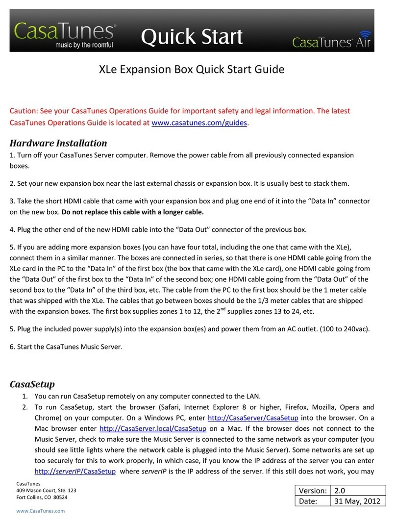 CasaTunes XLe Expansion Box User manual