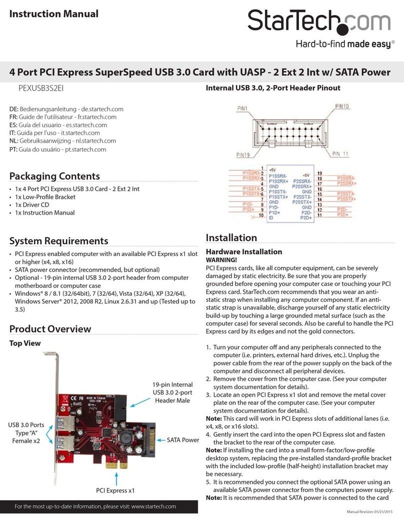 StarTech.com PEXUSB3S2EI User manual StarTech.com PEXUSB3S2EI User manual