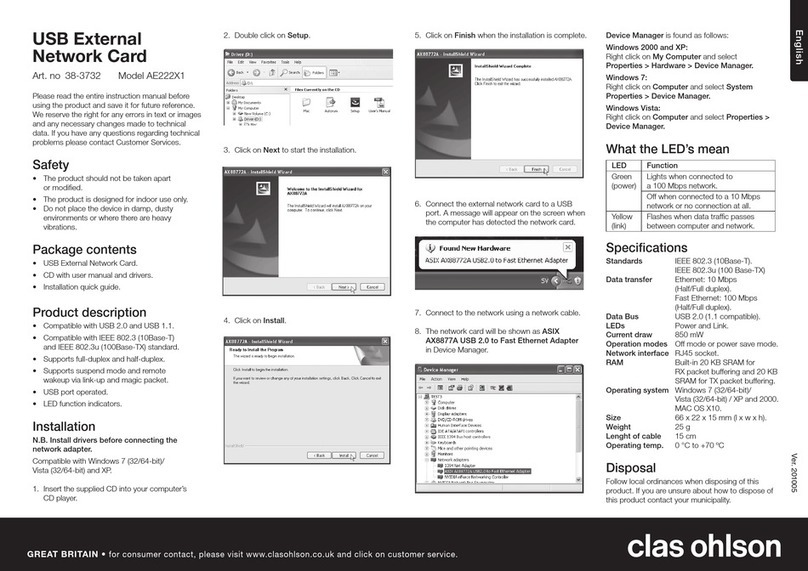 Clas Ohlson AE222X1 quick start guide