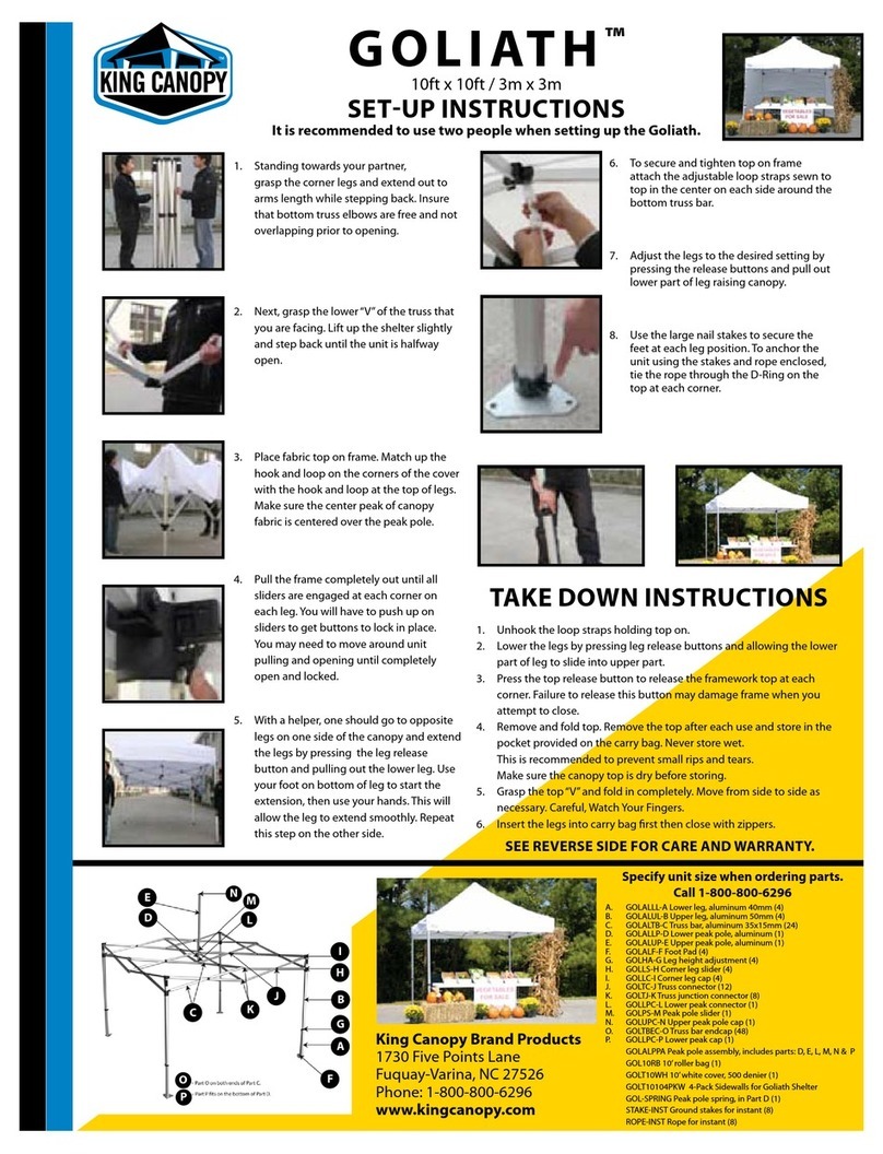 KING CANOPY GOLIATH Setup instructions