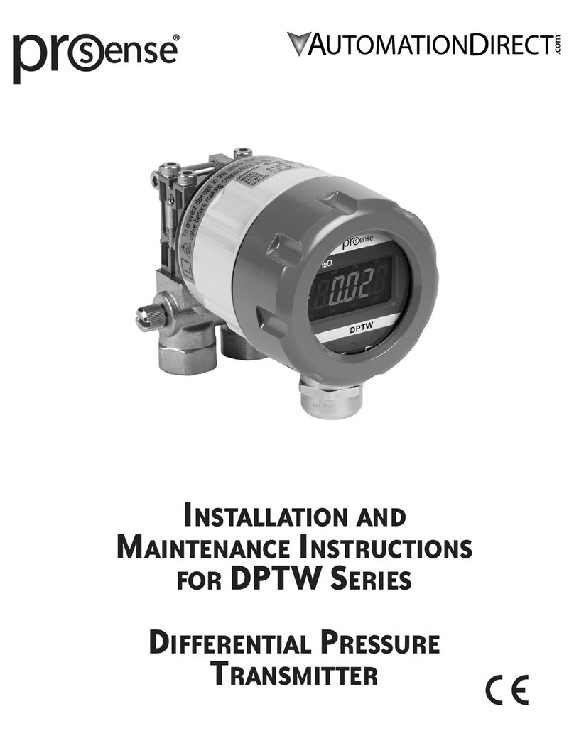 Prosense AUTOMATIONDIRECT DPTW Series Installation and maintenance instructions Prosense AUTOMATIONDIRECT DPTW Series Installation and maintenance instructions