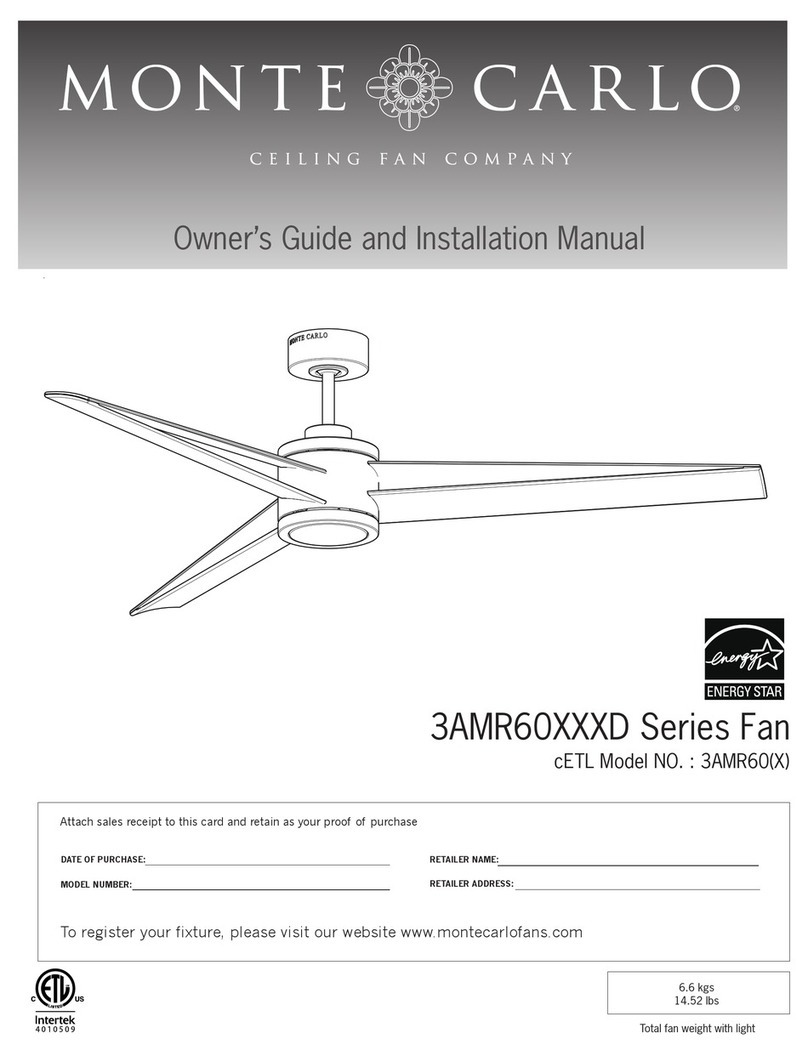 Monte Carlo Fan Company 3AMR60 D Series Owner's guide and installation manual Monte Carlo Fan Company 3AMR60 D Series Owner's guide and installation manual