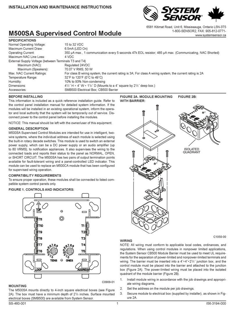 System Sensor M500SA User manual